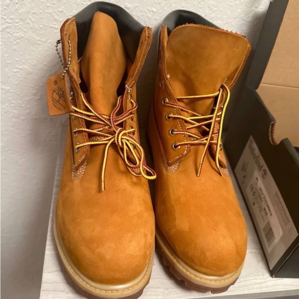 Timberland 6 Inch Premium Boots Wheat Nubuck Waterproof Lace up Men's Size 11 M